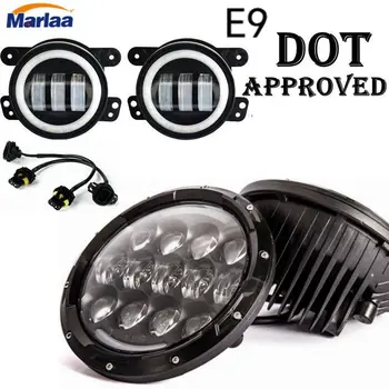 

7" INCH Led Headlights DRL & Amber Turn Signal Light + 4" INCH Led Fog Lights DRL White Halo for Jeep Wrangler JK TJ LJ Sahara