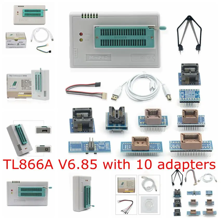 

FVDIFUL Original minipro TL866A V6.85 /TL866II PLUS V8.30 USB EEPROM Universal programmer 10/21/24 items IC Adapters