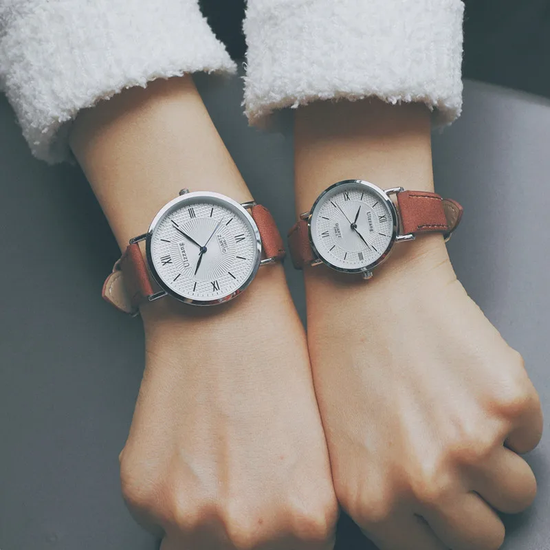 Корейская версия Модные женские кварцевые часы простые Ulzzang Роскошные Лидирующий бренд женские наручные часы винтажные кожаные часы Relogio Feminino