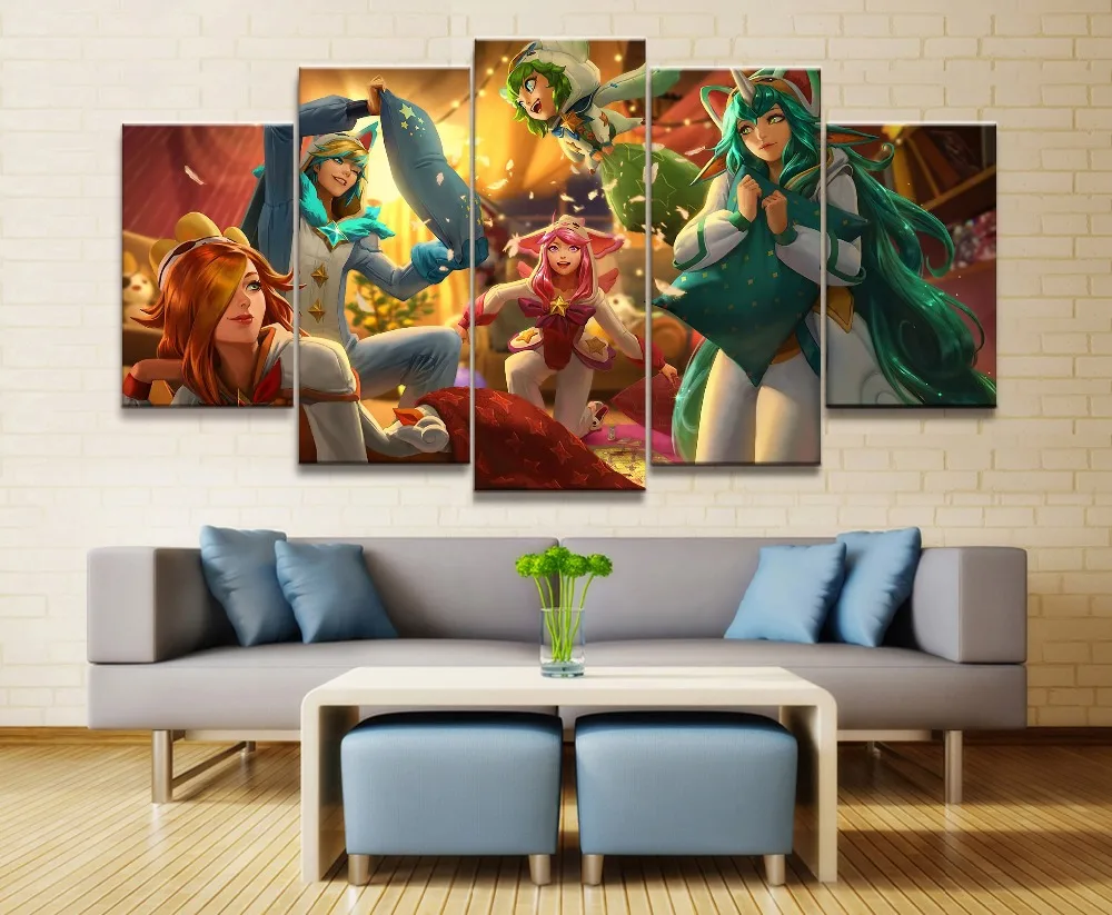 

Soraka League of Legends Game 5 Piece HD Print Home Painting Wall Art Canvas Modern Decorative Art For Living Wall Art Painting