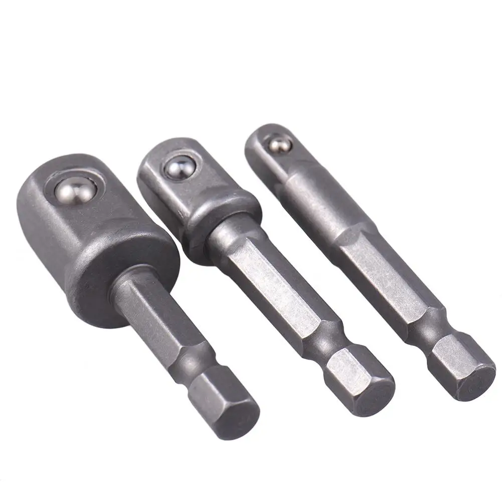 3pcs Silver Wrench Sleeve Extension Bar With Steel Ball Hex Shank Drive Power Drill Bit Socket Driver Adapter Set HW198