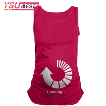 

Summer Maternity Wear Clothing Baby Loading Love Heart Footprint Tops Tees Sleeveless Plus Size Cotton Clothes Pregnancy T Shirt