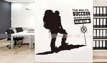 

DIY large size character quote wall sticker The way to success work hard Encouragement wall art mural paper of office wall decor