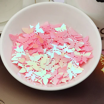 

1000pcs Loose Butterfly Sequins 12*17mm PVC Sequin Flat Paillette Decoration With 2 Holes Pink AB Confetti