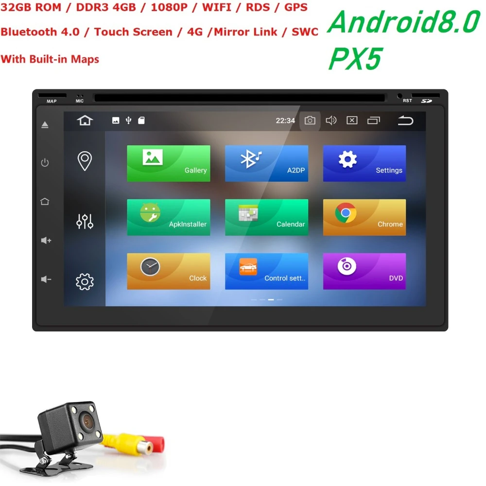 Clearance HIZPO 2DIN Android8.0 HD 800*480 screen Octa Core 4G RAM+32G ROM universal car radio gps  with wifi car stereo audio DVD PLAYER 4