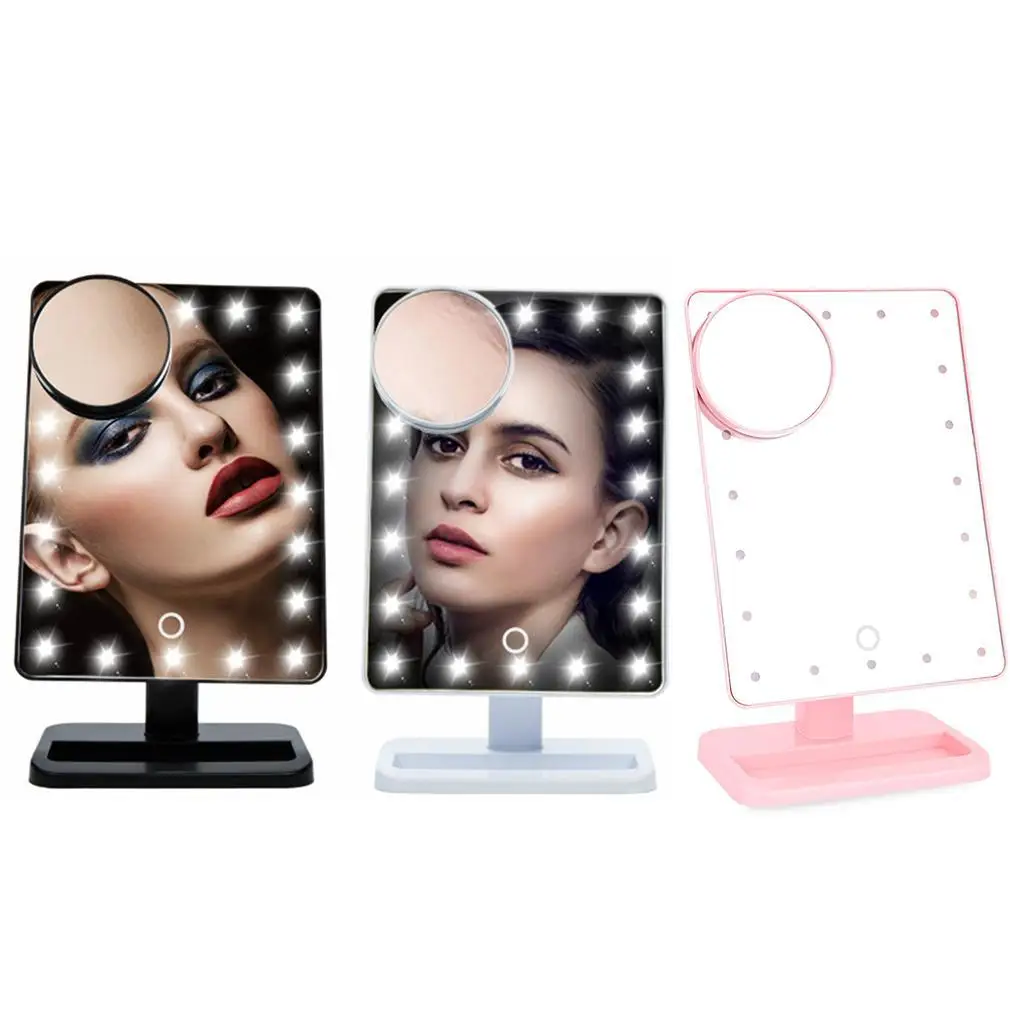 Adjustable 20 LEDs Lighted Makeup Mirror Touch Screen Portable