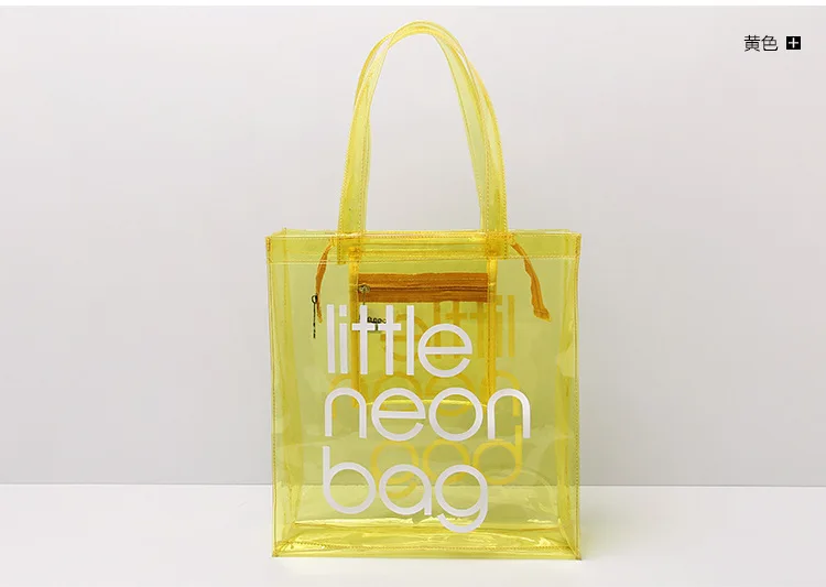 Прозрачная Конфета цвет ПВХ водонепроницаемая хозяйственная сумка пляжная сумка женская повседневная сумка