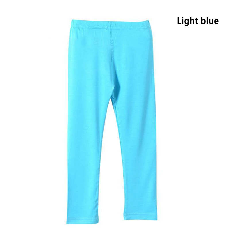 Штаны для девочек мягкие эластичные хлопковые детские леггинсы облегающие брюки для девочек ярких цветов однотонные От 2 до 13 лет детские брюки - Цвет: Light blue