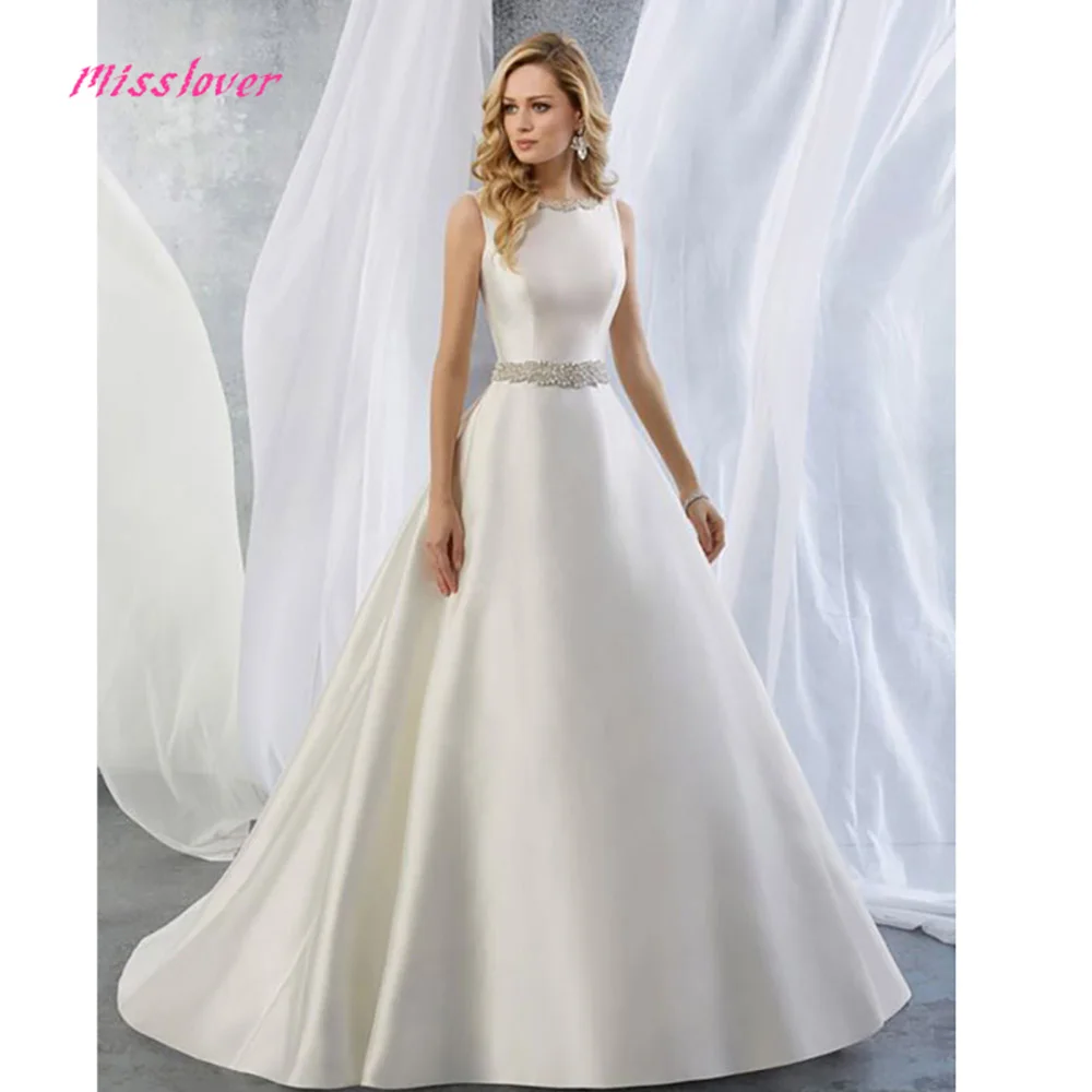 

simple 2019 new arrival Luxury Crystal Pearls Sashes Wedding Dress Sexy backless Bridal Gown with Court Train vestido de noiva