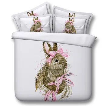

Gray rabbit doll Digital print Bedding Set Quilt Cover Design Bed Set Bohemian a Mini Van Bedclothes 3pcs JF136