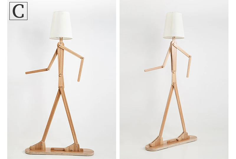 Creative Human Figure Floor Lamps Wooden Log Fabric Stand Light Living Room Bedside Piano Lighting Nordic E27 Standing Lights (14)