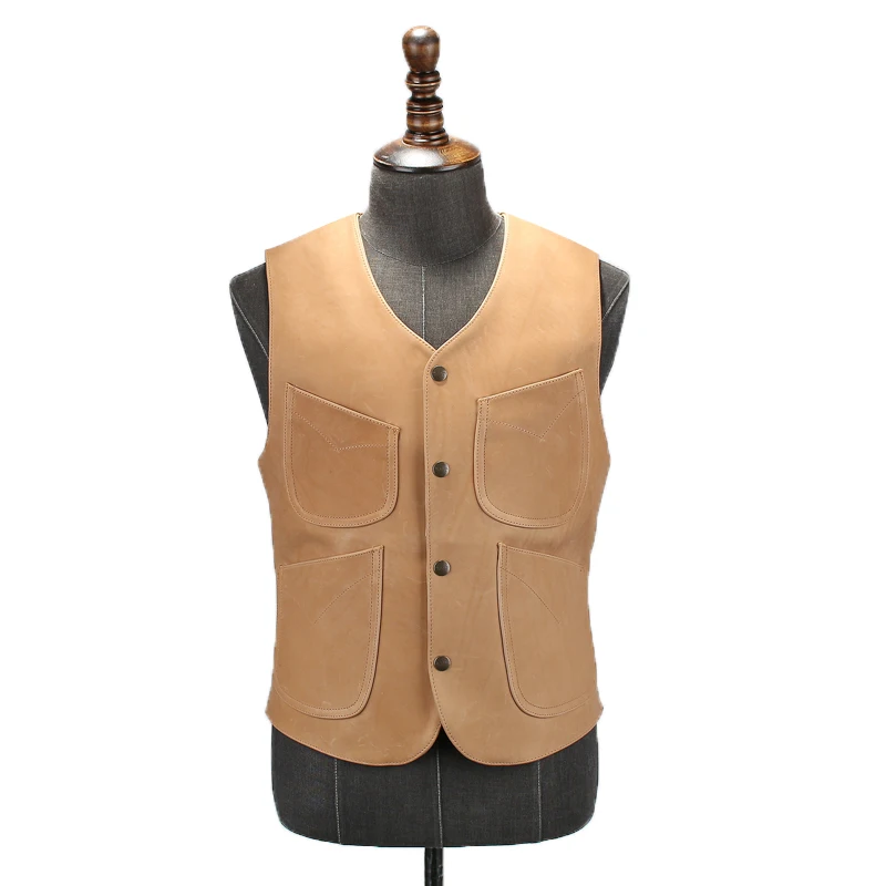 Lire Hommes Qualité Cuir En Élégant Super 180323 Taille 1 Gilet Vintage La De Asiatique Peau Vache Description AqBAR
