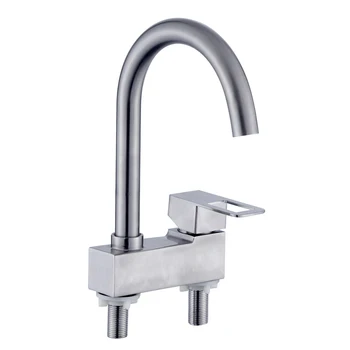 

304 stainless steel double basin faucet hot and cold faucet three hole basin mixer faucet