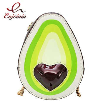 

New Style Stitching Color Avocado Design Pu Leather Young Girl's Chain Purse Shoulder Bag Tote Crossbody Bag Women Flap Totes