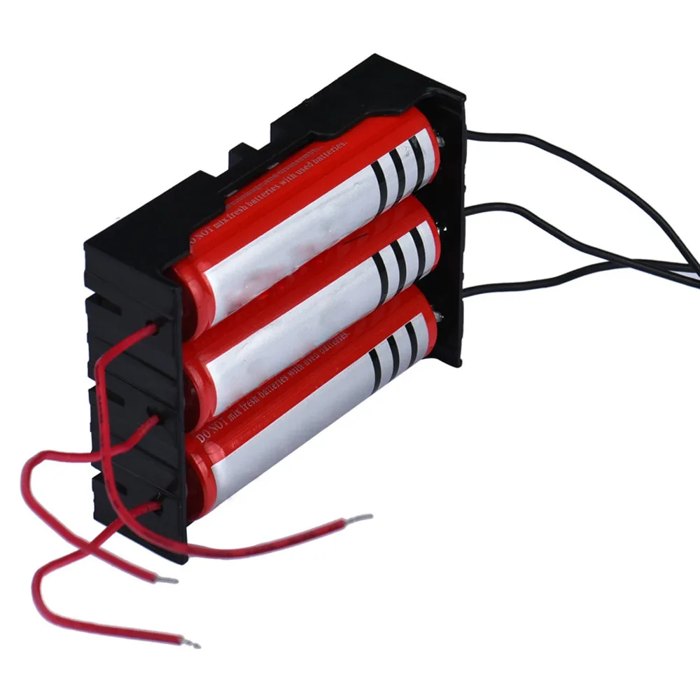 

1pc High Quality Clip Design Battery Charger Black Box Holder For 3 x 18650 With Wire Leads Plastic Battery Storage Case #S