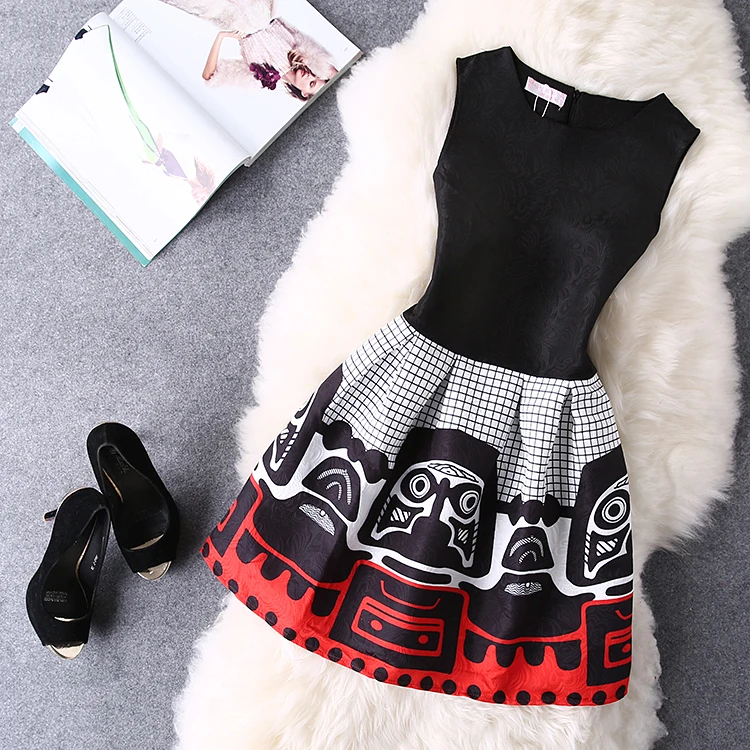 

Women Summer Dress 2018 New Fashion Print Vintage Style Vest Dress Women A-Line Mini Ladies Plus Size Casual Dresses Vestidos