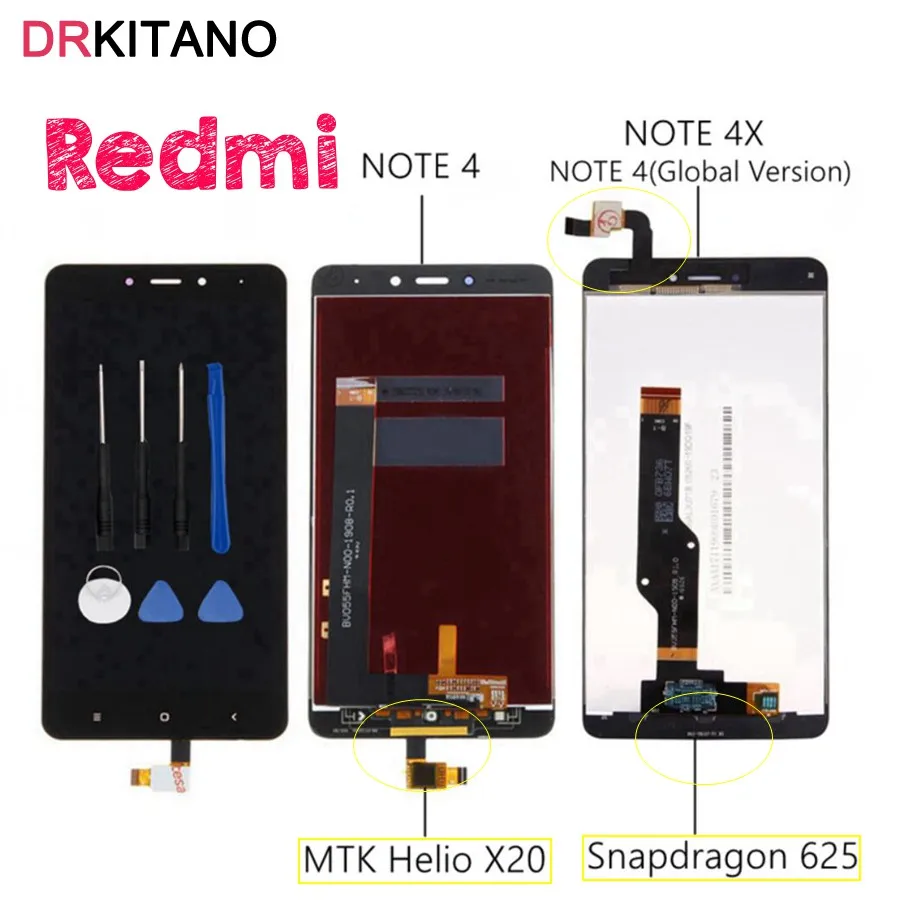 

Xiaomi Redmi Note 4 LCD Display Touch Screen Assembly 4X For Xiaomi Redmi Note 4 LCD Note4 Display Replacement