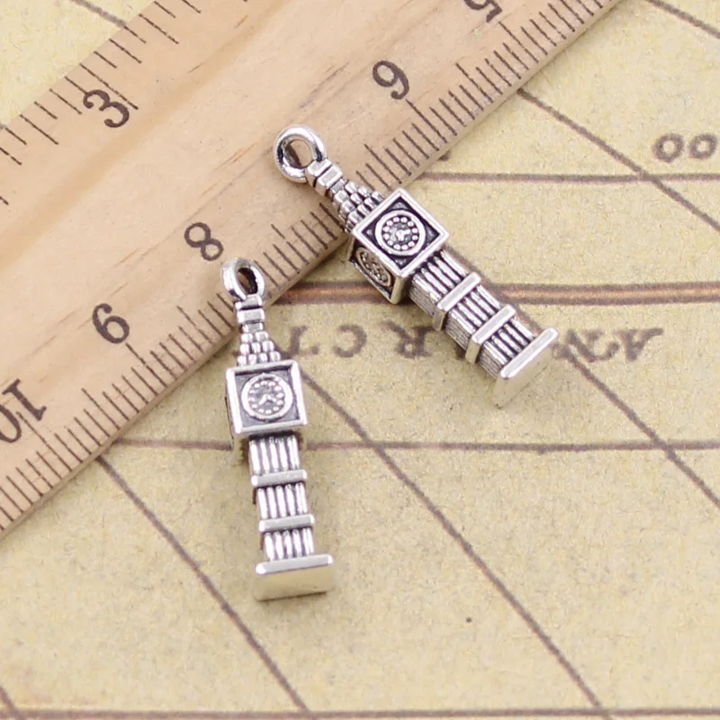 

6pcs/lot Charms big ben 3D clock 27x5x5mm Tibetan Silver Pendants Crafts Making Findings Handmade Antique Jewelry DIY Necklace