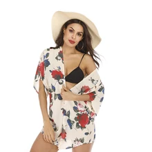 Sexy Beach Cover Up Floral Print Beach Women Bikini Cover-ups Beachwear Female Swimsuit Cover Up Dress Swimwear Beach Tunic beach hawaii print cover up slip dress