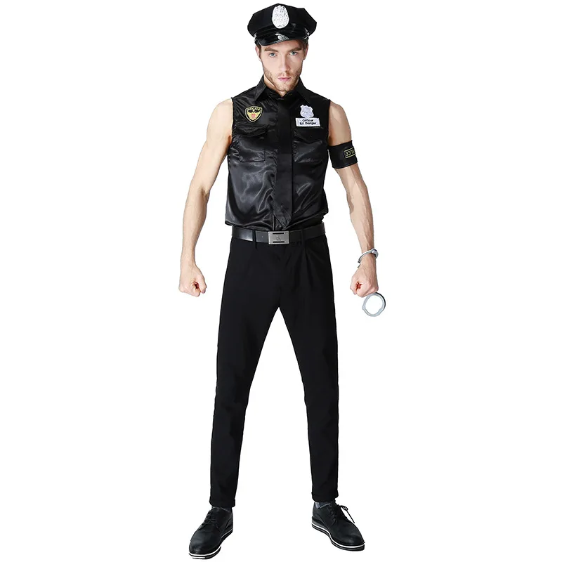 Костюмы на Хэллоуин для взрослых Америка США полиция Грязный полицейский форма полицейского Топ рубашка Необычные Косплей одежда для мужчин