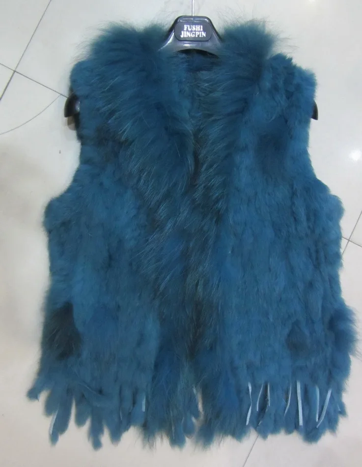 HSPL Fur Vest Real Rabbit Women Gilet With Fur Trimming Tassels Female Waistcoat Lady Real Fur Gilet Colete Feminino De Inverno long down puffer coat Coats & Jackets