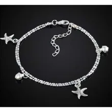 Модные Starfish Jingle звенящий ножной браслет ноги двойная цепь Босиком на пляже Jewlery для женщин браслет бижутерия для ног