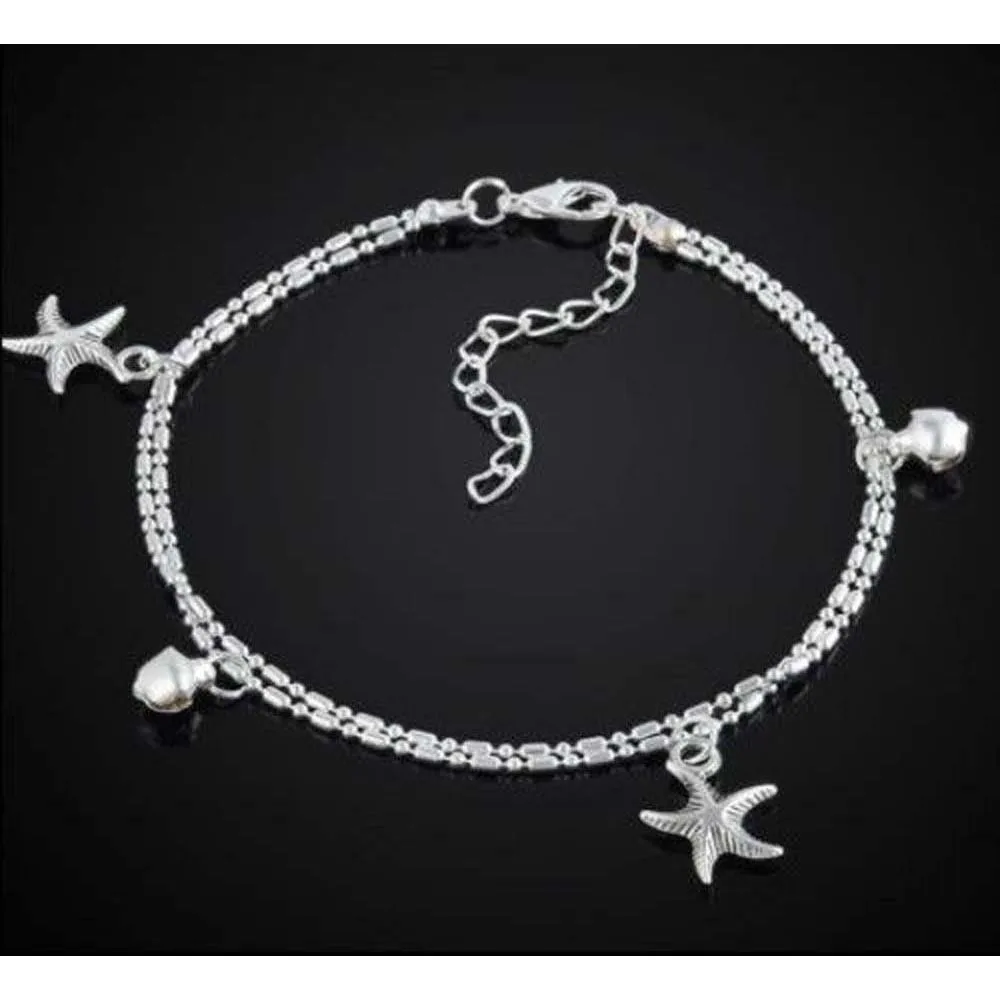 

Fashion Starfish Jingle Bell Anklet Foot Leg Double Chain Beach Barefoot Jewlery For Women Bracelet Foot Jewelry