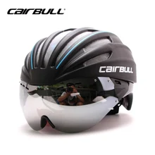 CAIRBULL Cycling Helmet EPS TT Goggles Bike Helmet With Lens 55-61CM 28 Air Vents Integrally Molded Bicycle Helmet For Men Women