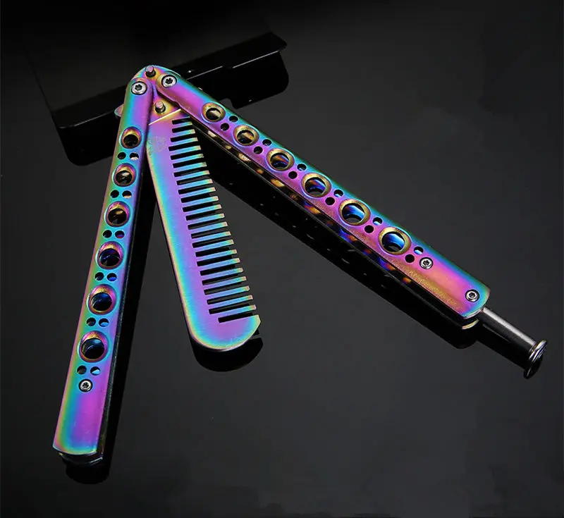 High Quality Colorful Practice Butterfly Comb Knife Trainer Folding