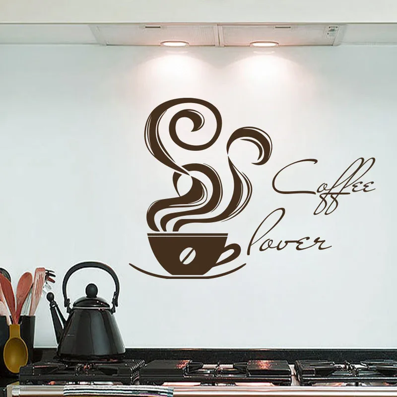 ZOOYOO Home Decorative Vinyl Wall Stickers Coffee Lover Cafe Decor