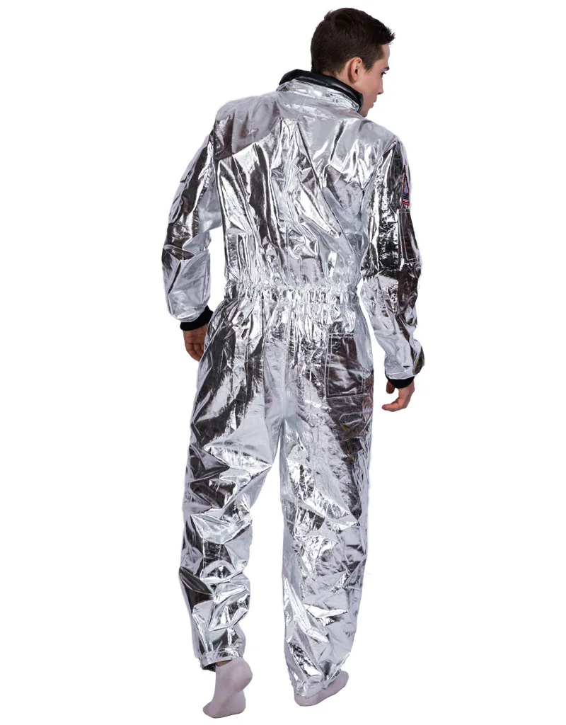 Космический костюм для мужчин взрослого размера плюс костюм космонавта серебряные костюмы пилотов костюм на Хэллоуин цельный комбинезон взрослый костюм