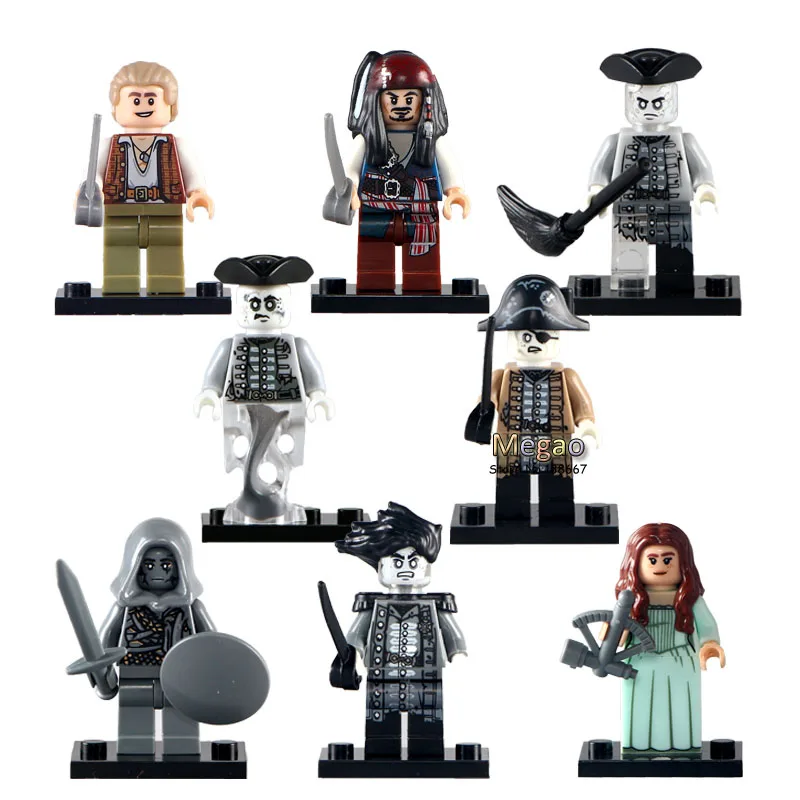 

8pcs/lot PG8048 Pirates of the Caribbean Lesaro Captain Jack Edward Mermaid Davy Jones Buildng Block Toy Children Gifts