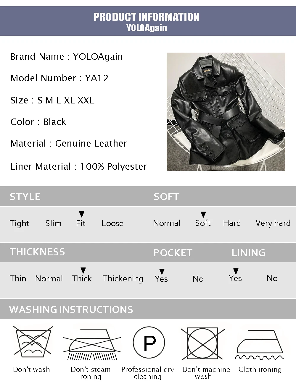 Yoloagne Женская куртка из натуральной кожи, Женский однобортный пиджак с отворотом, черный кожаный пиджак с поясом