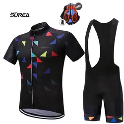 2019 surea черный Vélo мужские комплекты велосипедная одежда велосипед быстро высыхающая велосипед одежда с коротким рукавом лето Майо