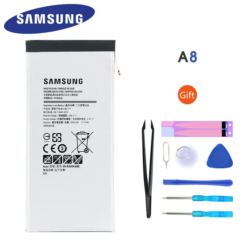 

Original Samsung A8 2015 battery for Samsung Galaxy A8(2015) A8000 A800YZ A800S EB-BA800ABE 3050mAh Replacment battery