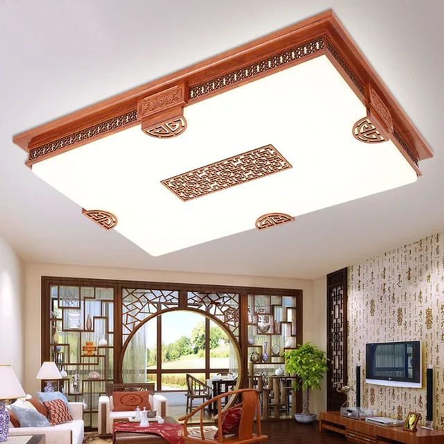 Cheap Modern Jane Chinese ceiling lamp thin acrylic wood living room lamp rectangular restaurant study bedroom ceiling light wl4231449