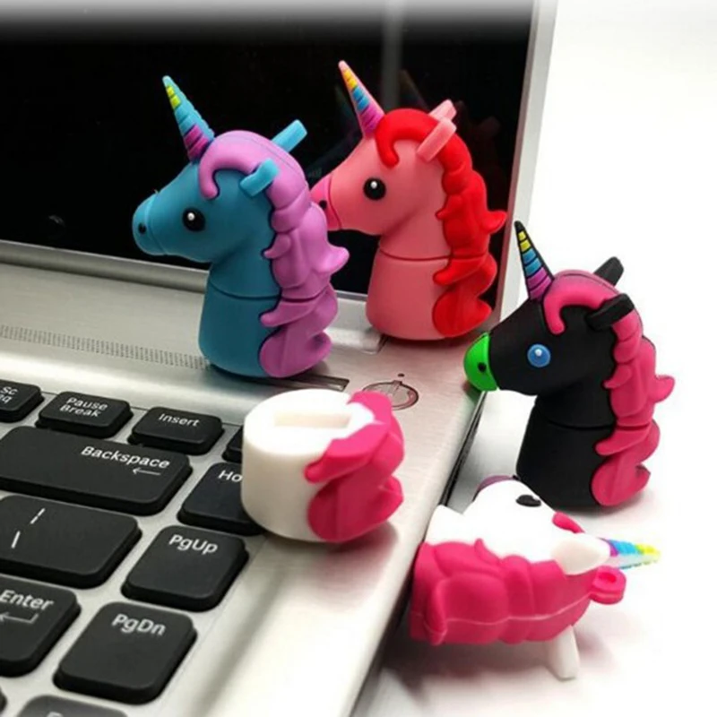 Мультяшный флеш-накопитель в виде единорога, 128 ГБ, USB флеш-накопитель, 128 ГБ, 64 ГБ, 32 ГБ, 16 ГБ, 8 ГБ, милая лошадь, флешка, 256 ГБ, USB 3,0, карта памяти