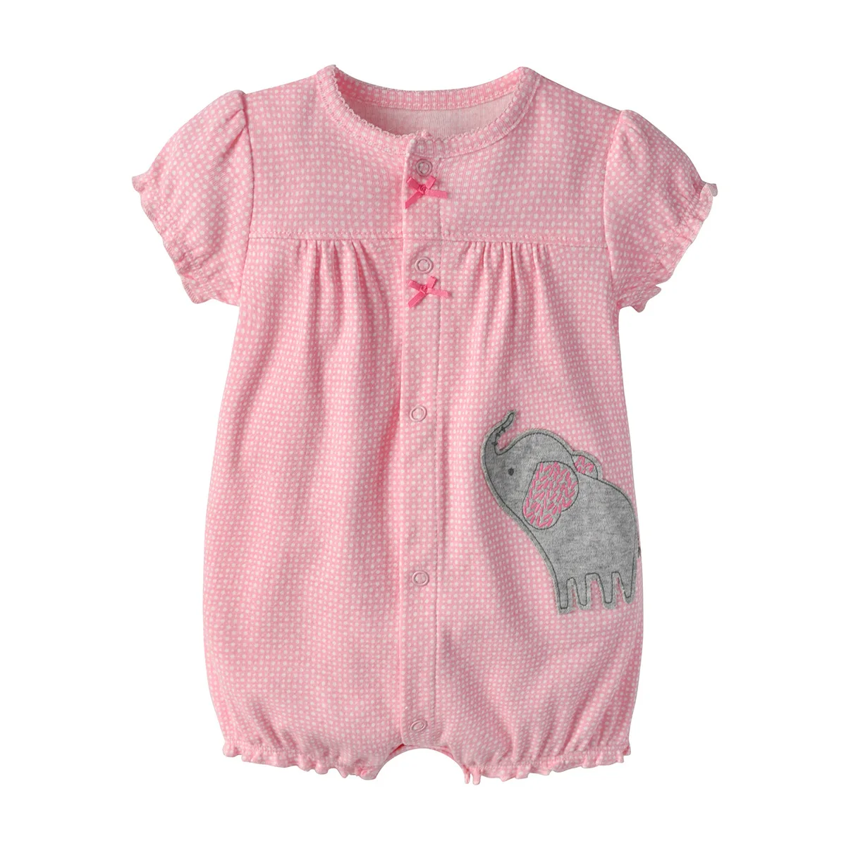 Одежда для малышей, детский летний комбинезон для новорожденных, цельный комбинезон для девочек, одежда для девочек, одежда для младенцев, одежда для мальчиков, Короткие - Цвет: Pink elephant