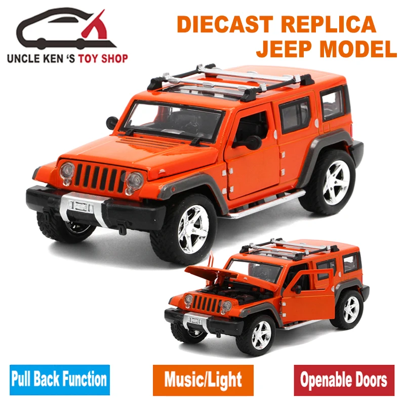  15Cm length Diecast Jeep Wrangler Model Cars Replica Metal Toys With Functions For Children As Gift