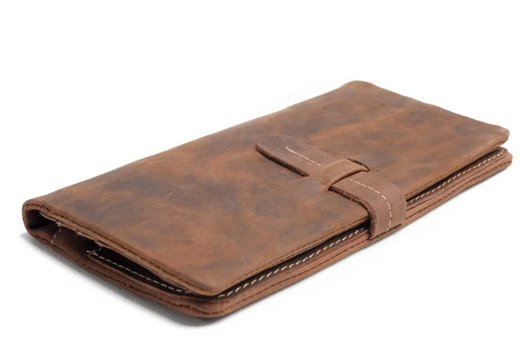 Crazy Horse Genuine Leather Long Men Wallet