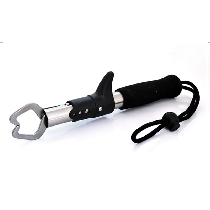 

Stainless Steel Top Quality Portable Fish Grip Holder Lip Gripper Grabber Fishing Tool with plastic switch EVA handle 22CM 122G