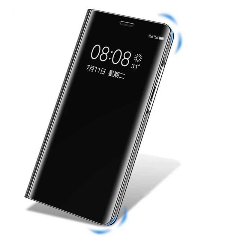 Прозрачный зеркальный флип чехол с окошком для Samsung Galaxy S9 S8 Plus S7 S6 Edge умный