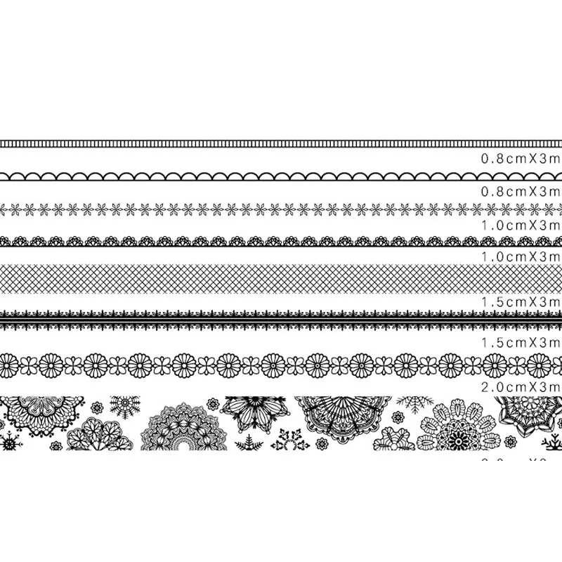 3D кружева набор декоративного скотча Васи синий черный белый розовый ленты чертёжные ленты дневник фото стены декоративные DIY клей маскирующая лента 8 шт