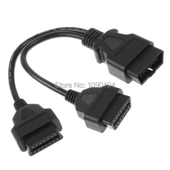 

High Quality OBDII OBD2 Cable Extension Splitter 16 Pin Male to Dual Female Y OBD Cable