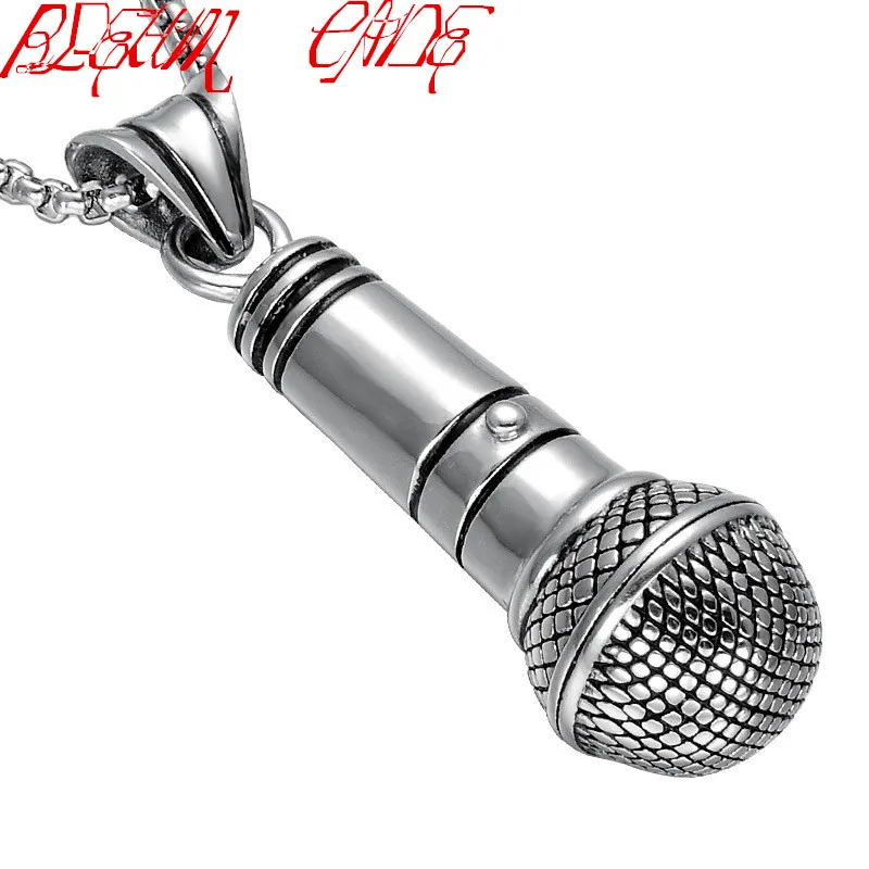 BLEUM CADE Charm Womens Mens Silver Gold Stainless Steel Microphone Pendant Necklace New Fashion Gift Jewelry