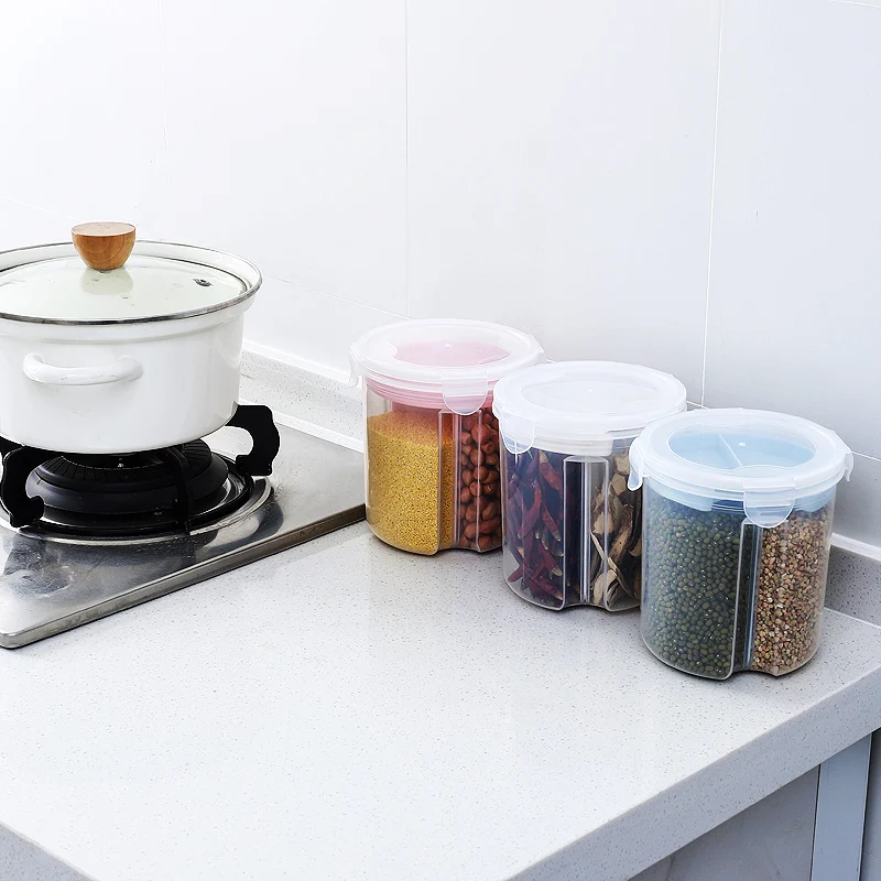Пищевые для кухни запечатанные банки кухонные зерна контейнер для еды герметичные резервуары для хранения рис бобы отсеки пластиковые ящики для хранения