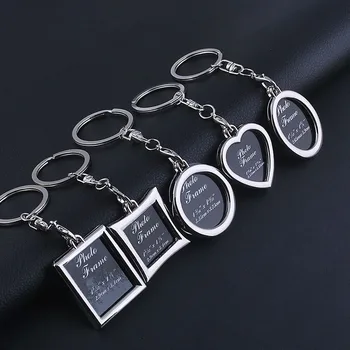 

Custom logo Metal Photo Insert Frame Keyring Keychain Keyfob Ornament Gifts Round Heart Rhombus Oval Shape Keyring Zinc Alloy