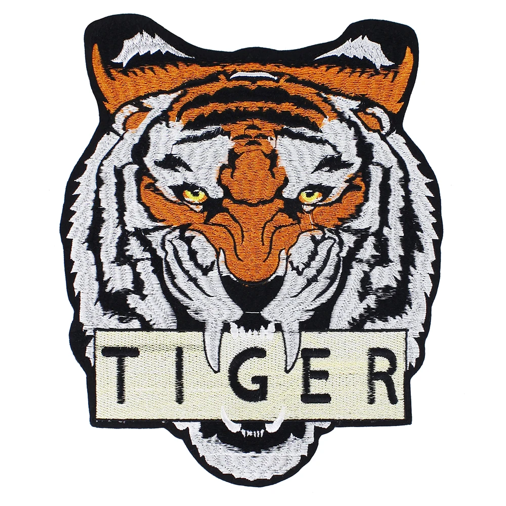 

10pieces Tiger Head Clothes Motorcycle Back Patch Iron on Stickers for Jacket Decorated Embroidery Applique Accessories TH1234