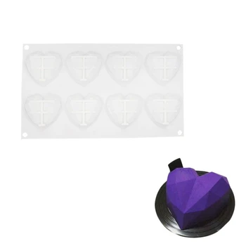 

8 Cavity Diamond Love Heart Cake Mold Baking Pastry Molds Chocolate Jelly Mousse Cake Mould DIY Cake Tools