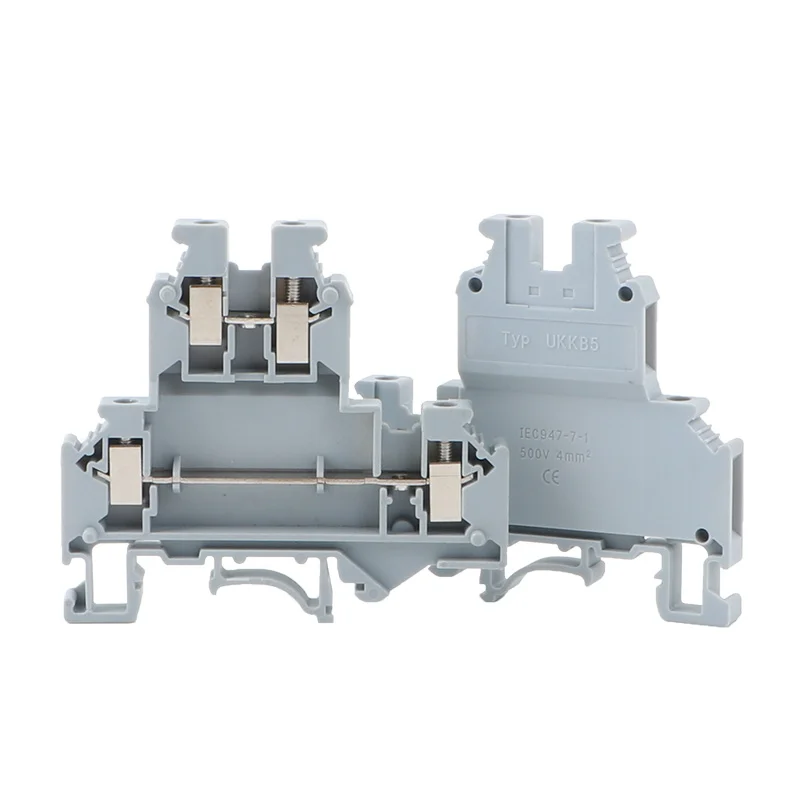 10pcs Phonex Type UKKB5 Din Rail Wiring Conductor Fast Connector Thin Modular Double-layer Screw Terminal Blocks UKKB 5